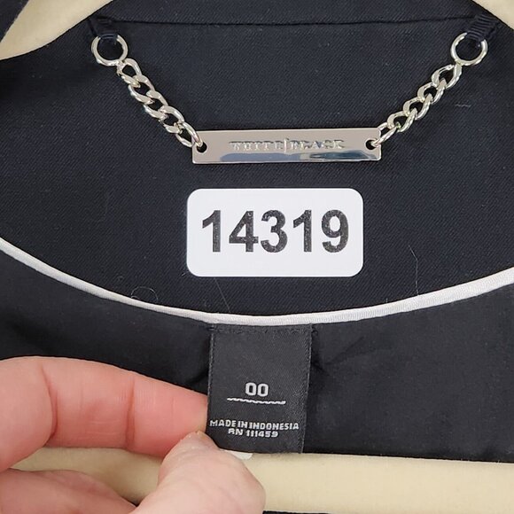 WHBM Jacket Womens 00 Black Ruffle Peplum Blazer Two Button Classic Business - Picture 8 of 11